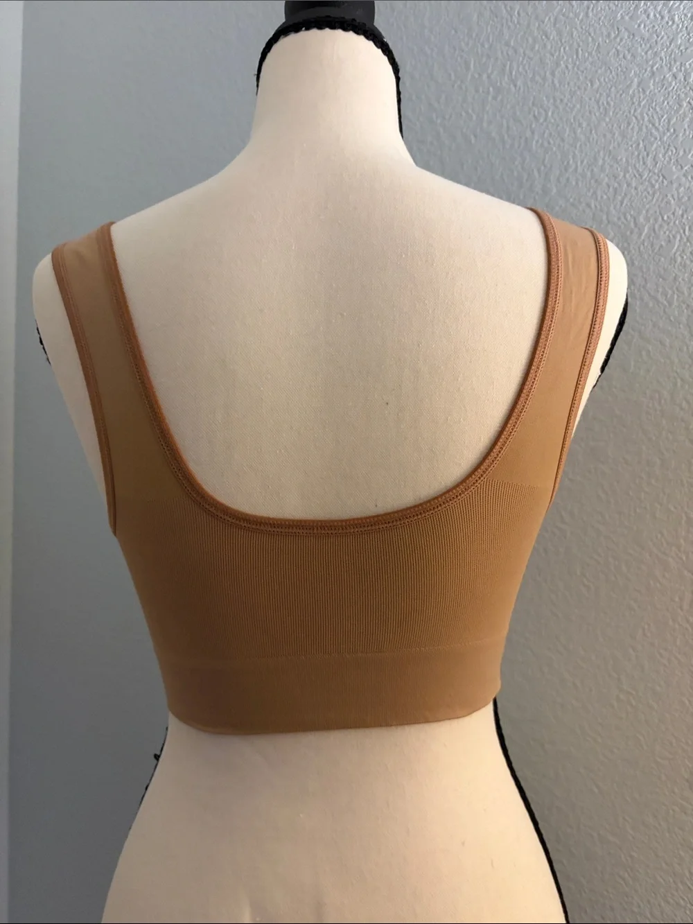 Rhonda Shear Tan Seamless V-Neck Comfort Crop Bra